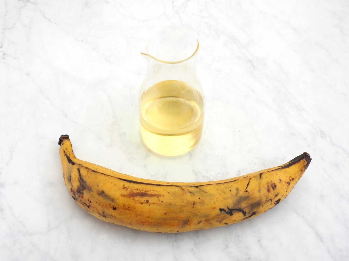 Ingredientes del plátano frito casero