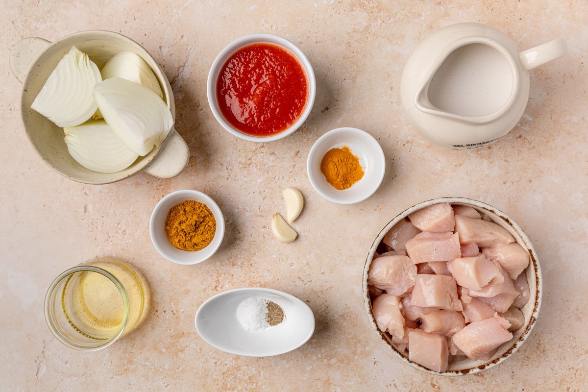 Ingredientes del pollo al curry con Thermomix