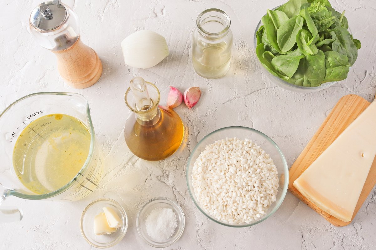 Ingredientes del risotto de espinacas