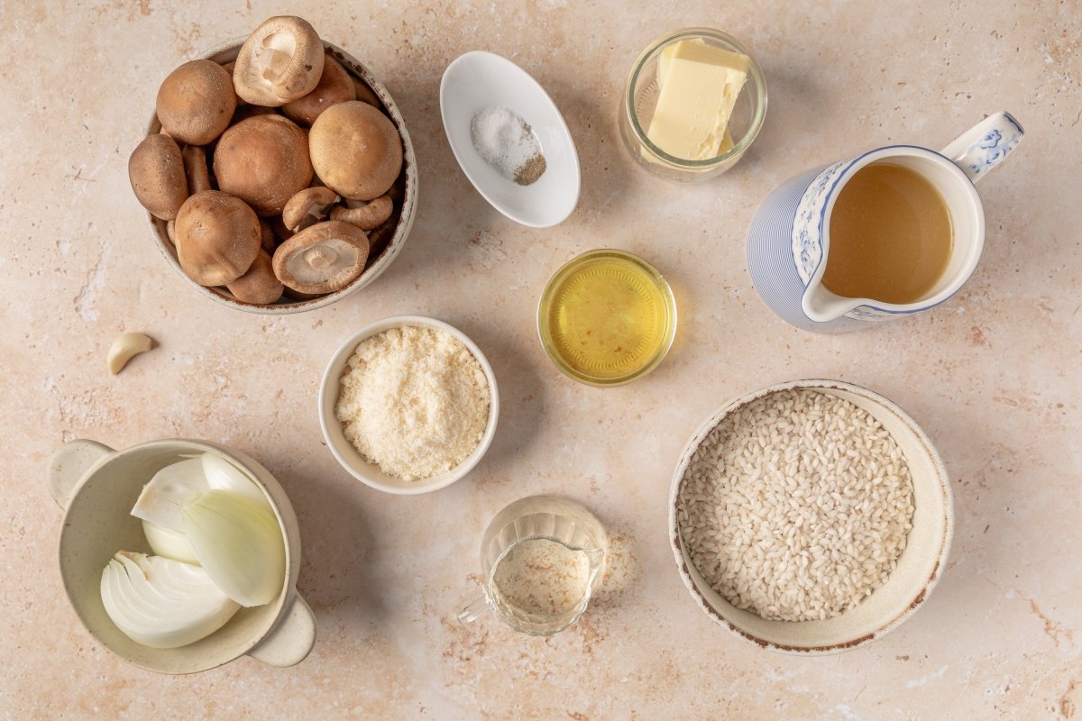 Ingredientes del risotto de setas en Thermomix