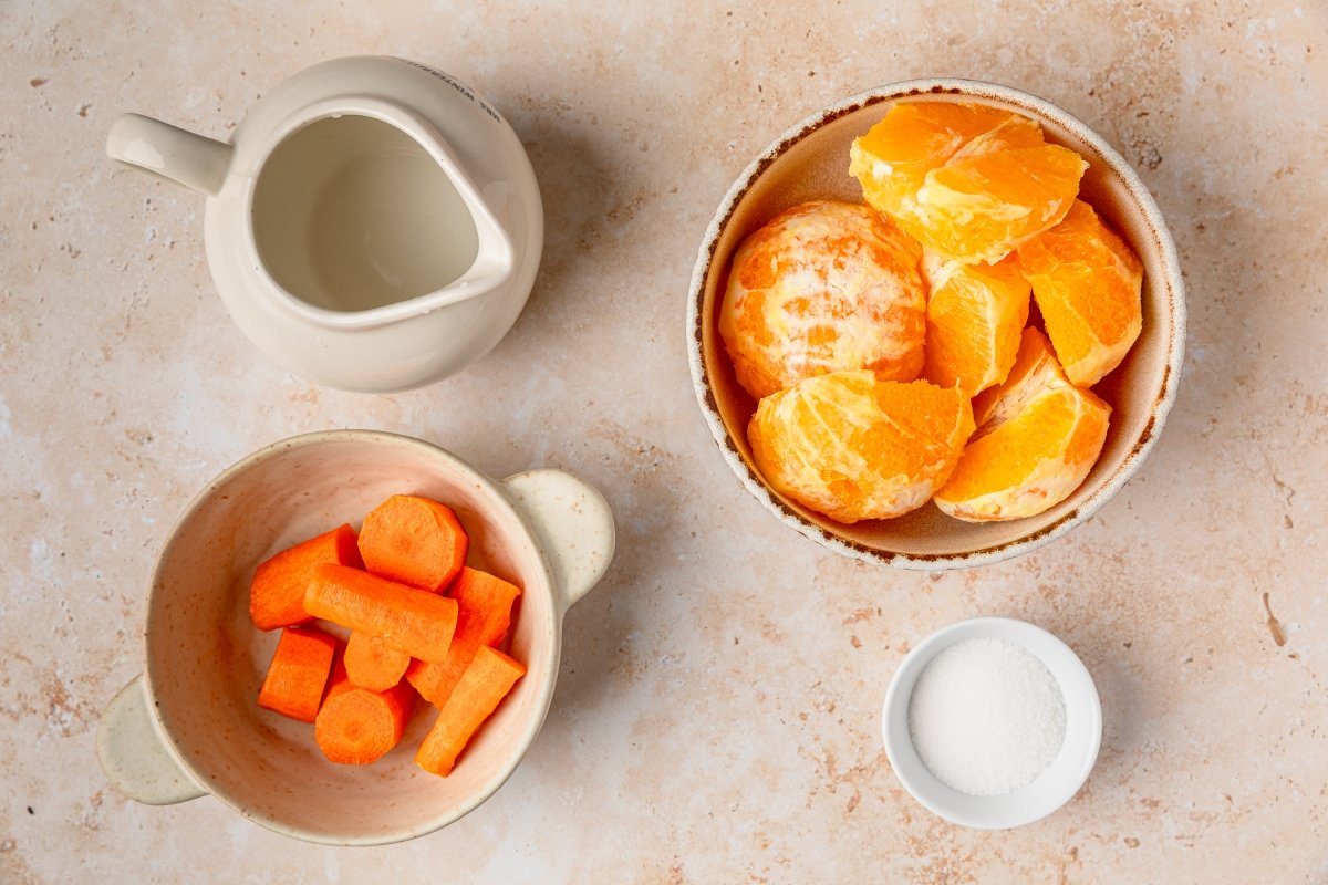 Ingredientes del zumo de zanahoria y naranja