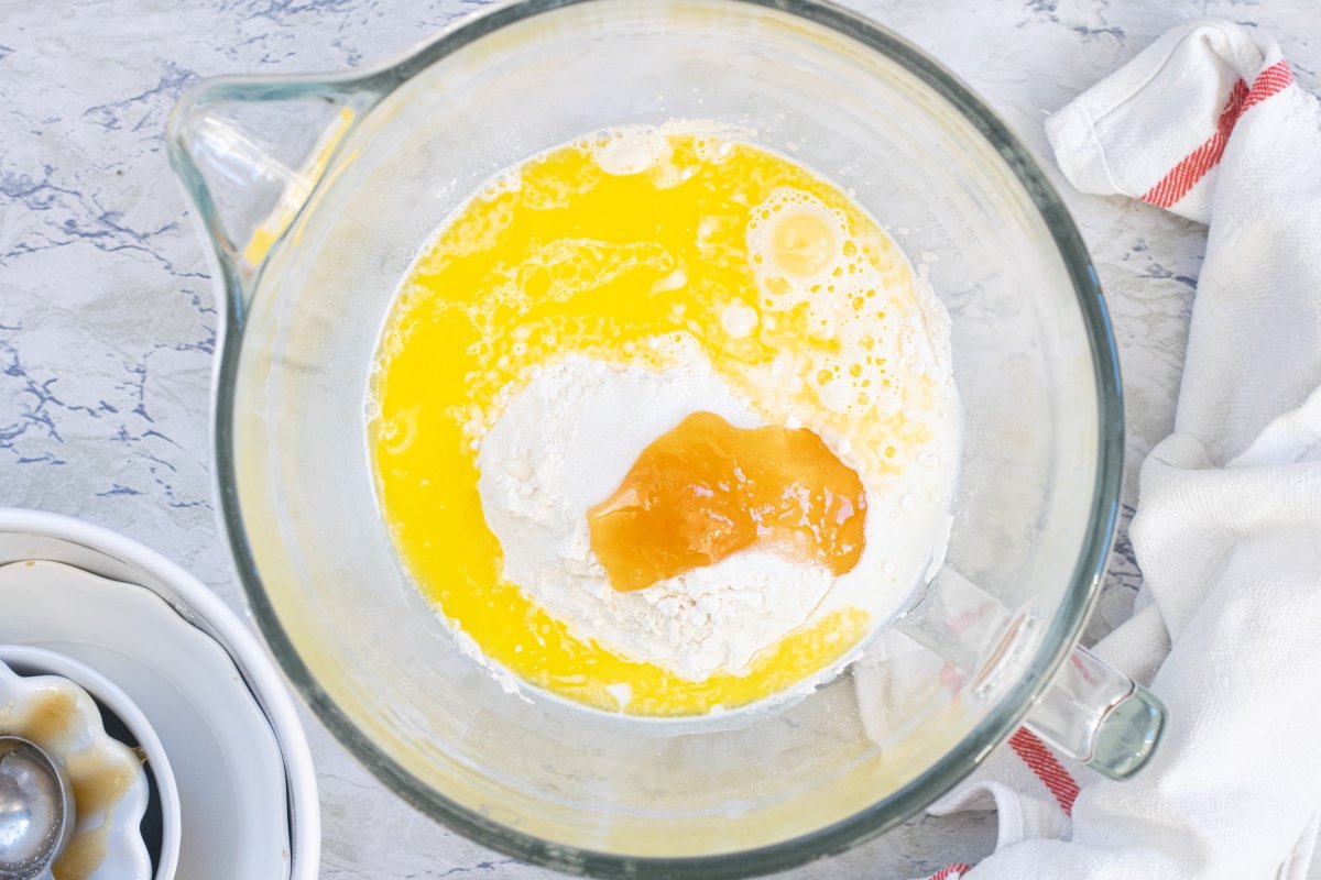 Ingredients in the bowl for sliced bread