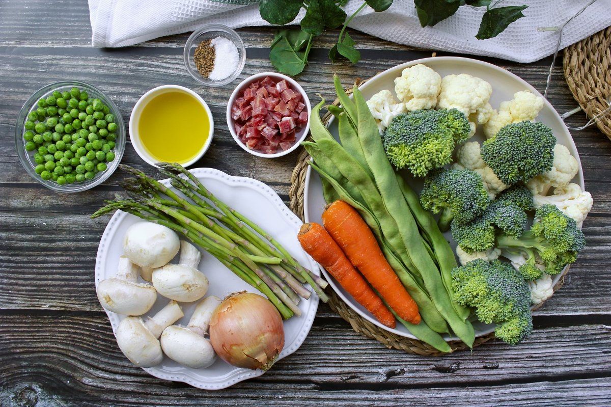 Ingredientes necesarios para hacer la menestra de verduras