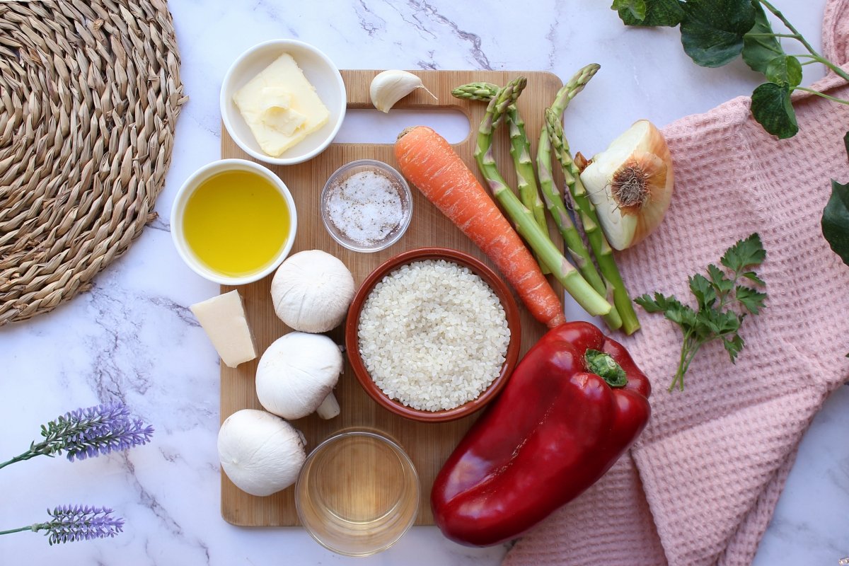 Ingredientes necesarios para hacer un risotto vegetariano