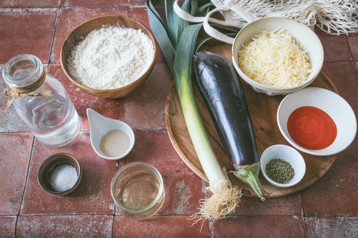 Ingredientes para cocinar pizza vegana