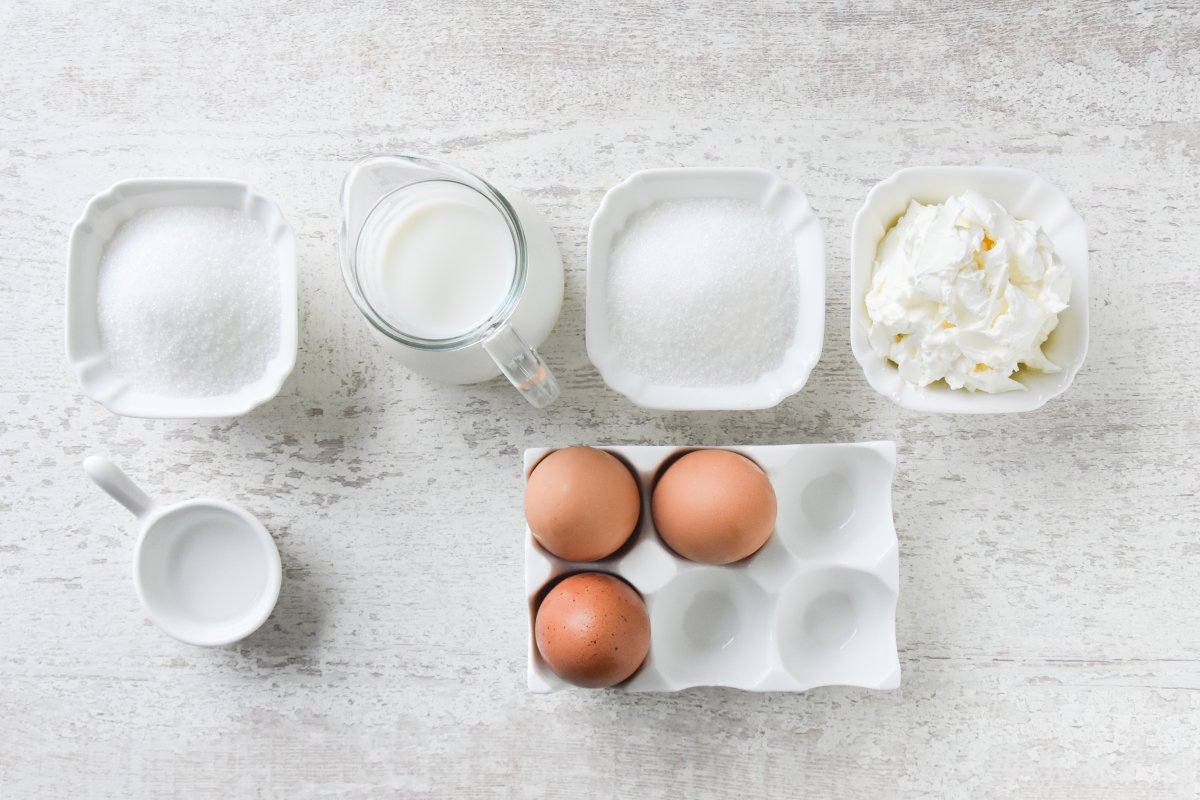 Ingredientes para el caramelo del flan de mascarpone