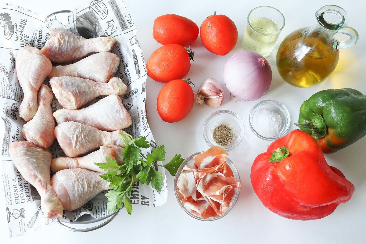 Ingredientes para el pollo al chilindrón