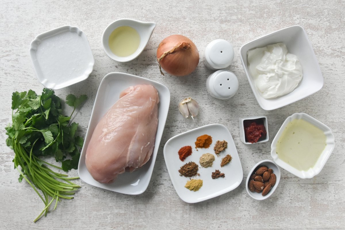 Ingredientes para el Pollo Korma