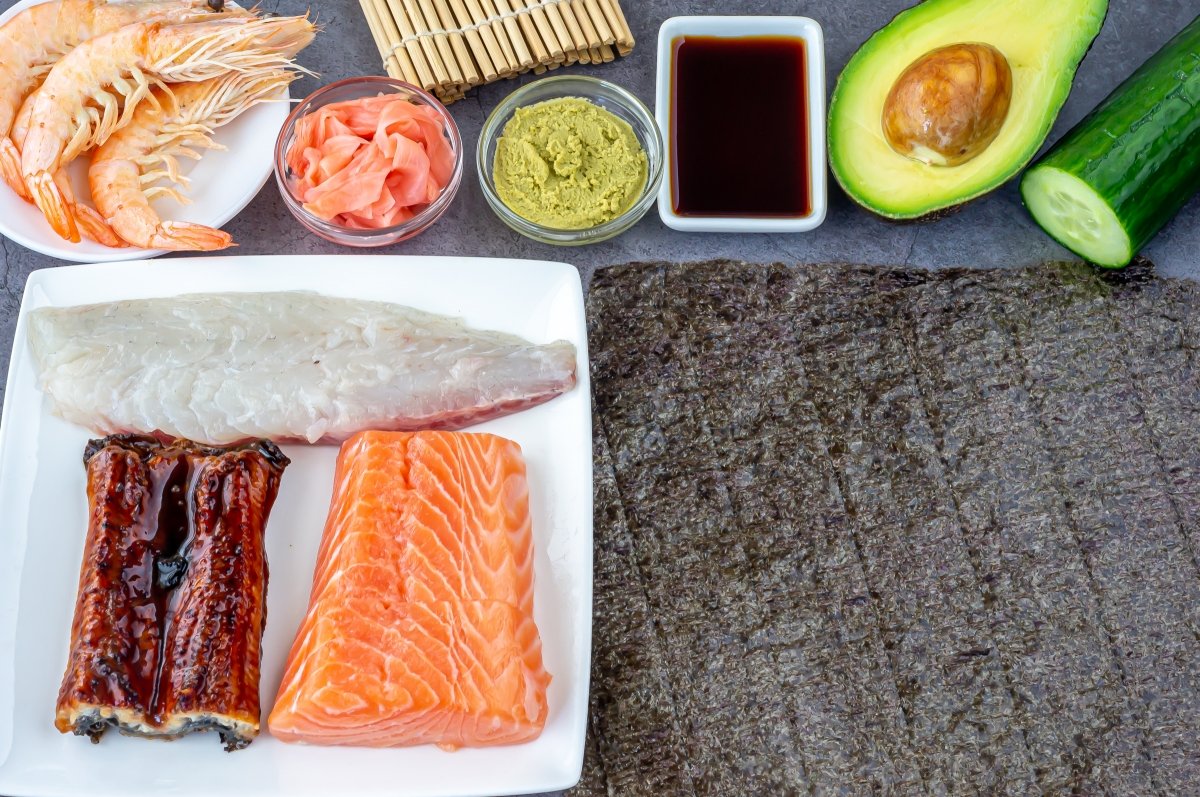 Ingredientes para el relleno del sushi
