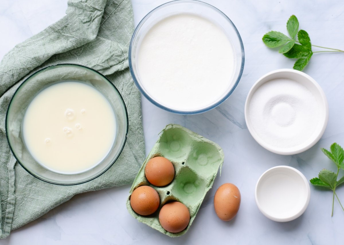 Ingredientes para elaborar flan de leche condensada