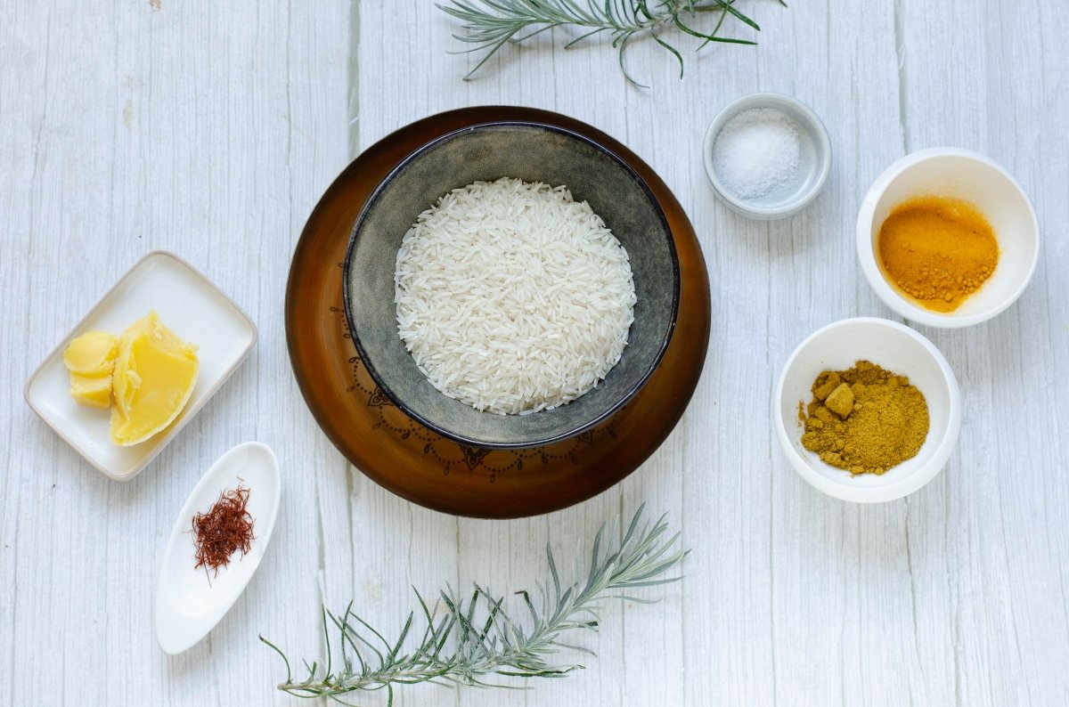 Ingredientes para hacer arroz al curry
