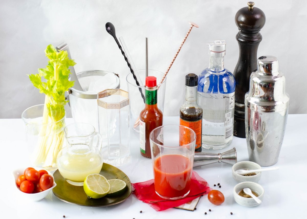 Ingredients to make Bloody Mary