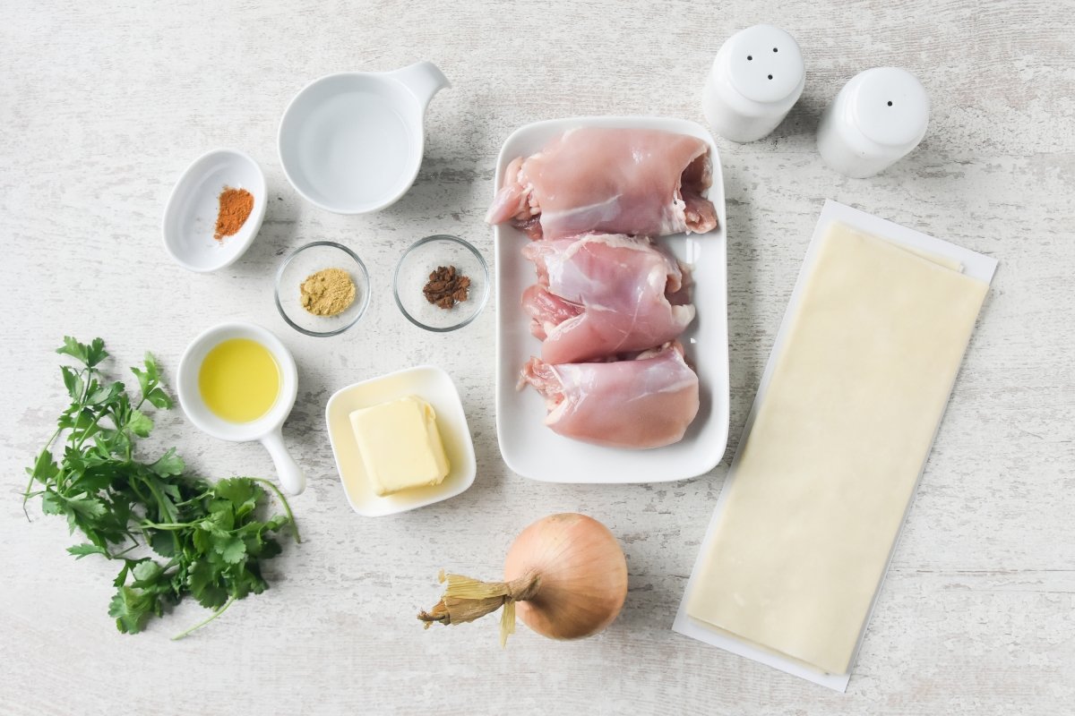 Ingredientes para hacer briwat de pollo