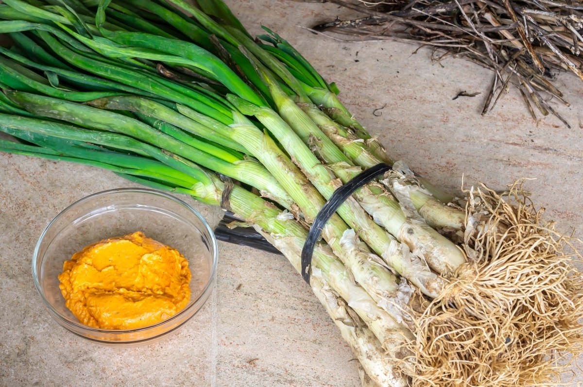 Ingredientes para hacer calçots a la brasa