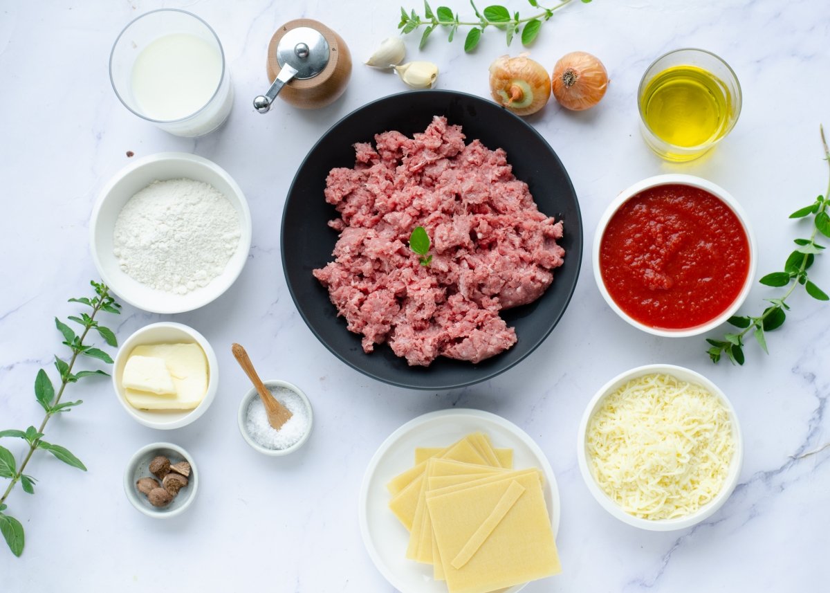 Ingredientes para hacer canelones de carne