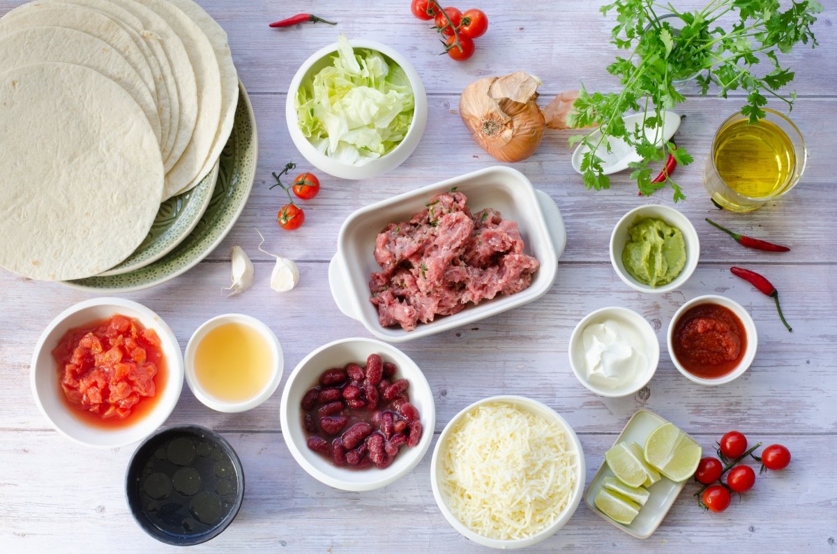 Ingredientes para hacer chimichanga