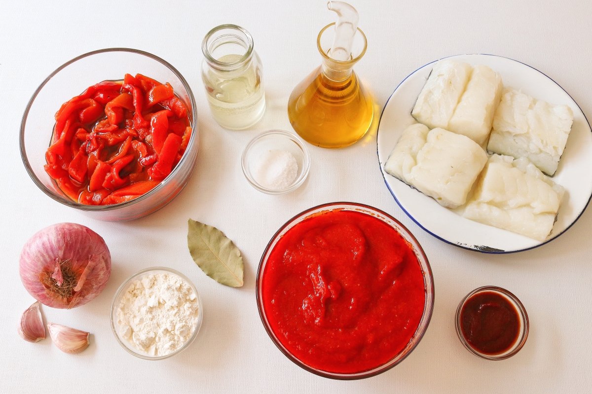 Ingredientes para hacer el bacalao a la riojana