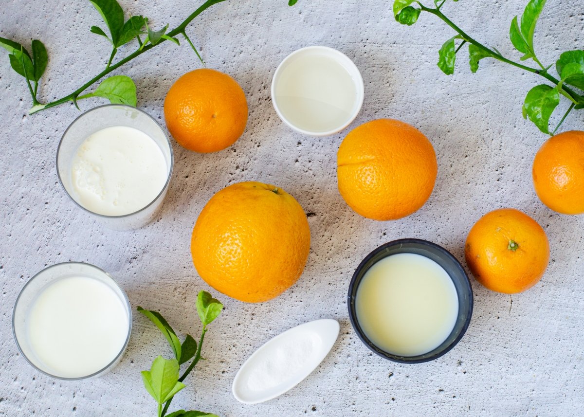 Ingredientes para hacer helado de naranja