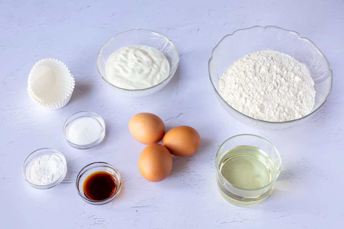 Ingredientes para hacer las magdalenas sin azúcar