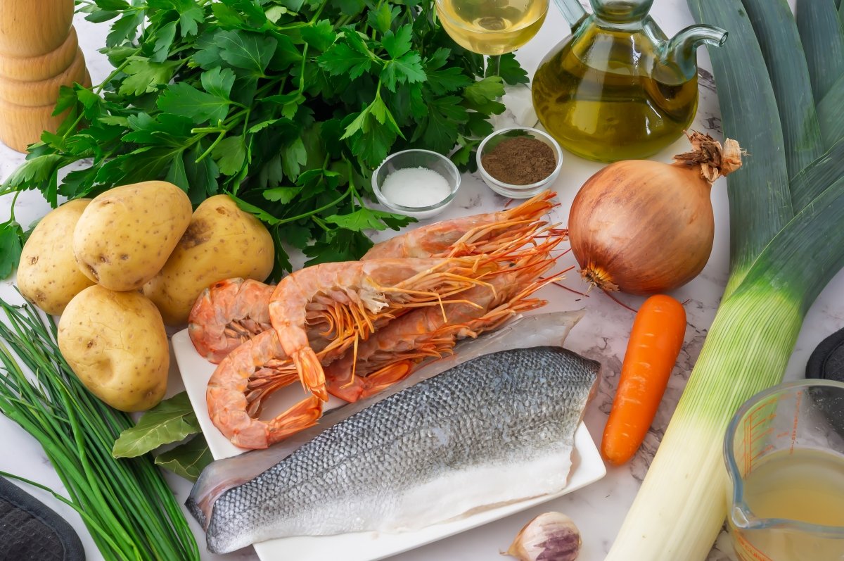Ingredientes para hacer lubina rellena
