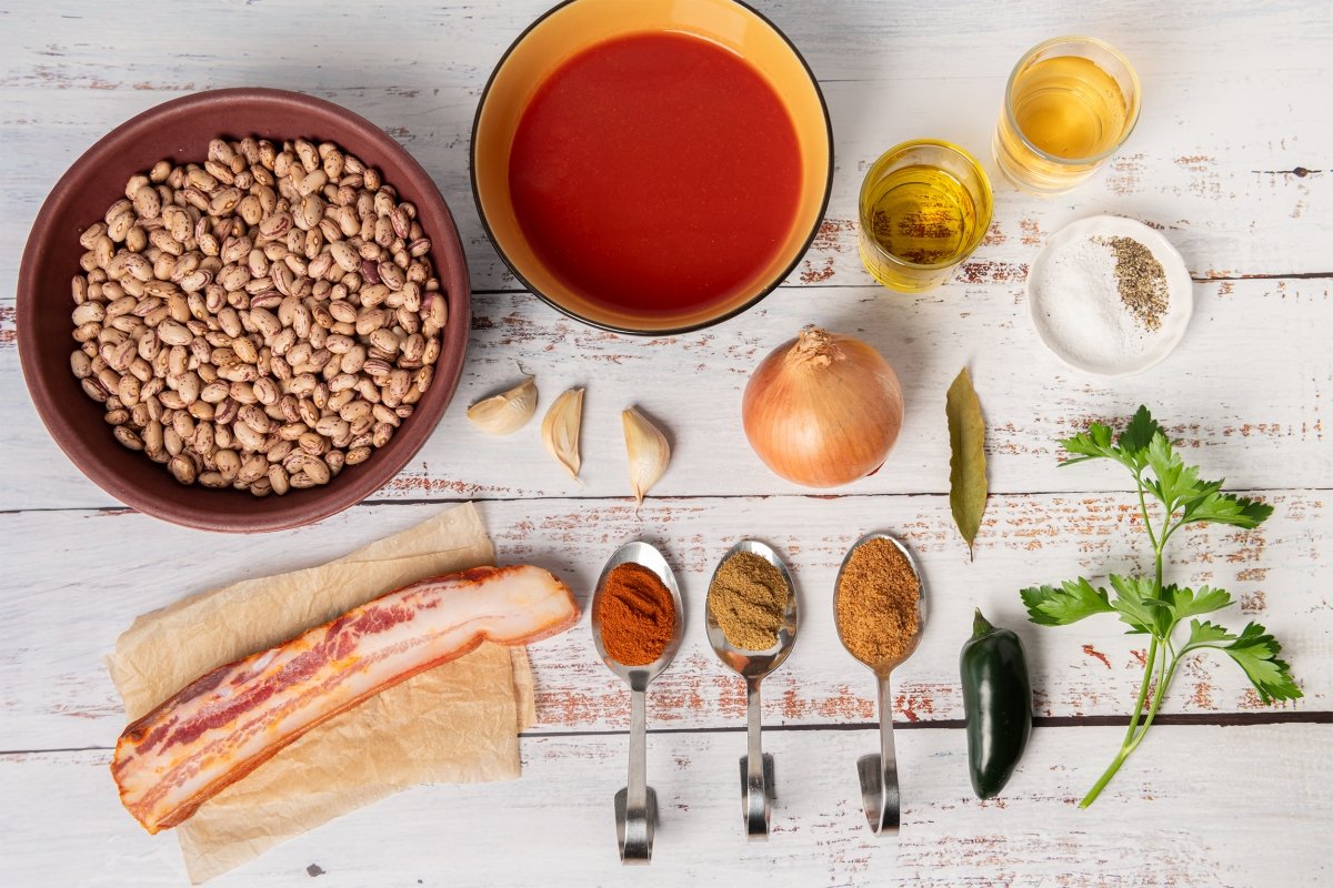 Ingredientes para hacer ranch style beans