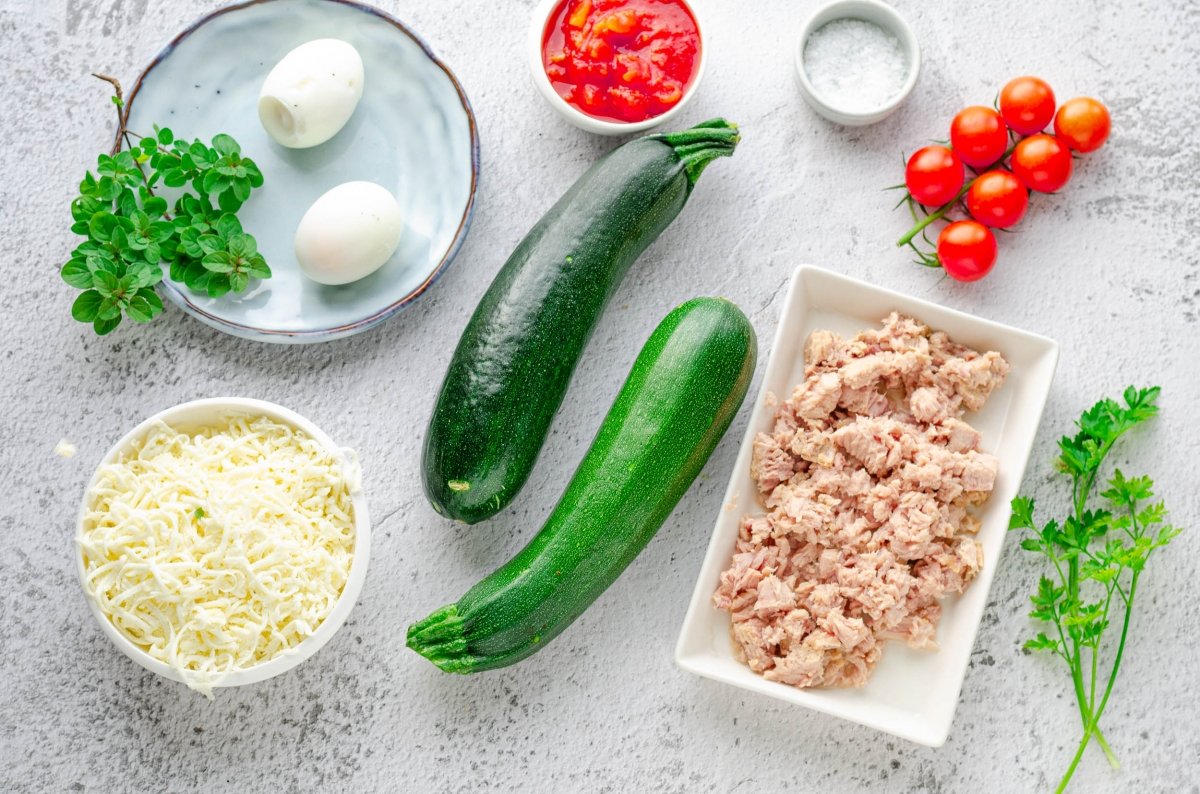 Ingredientes para hacer zucchinis rellenos