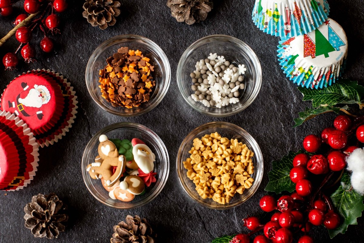 Ingredientes para la decoración de los cupcakes navideños