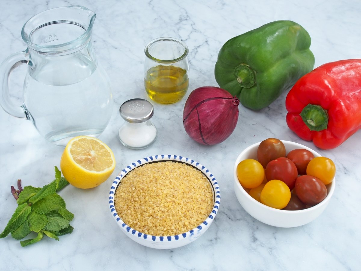Ingredientes para la ensalada de bulgur