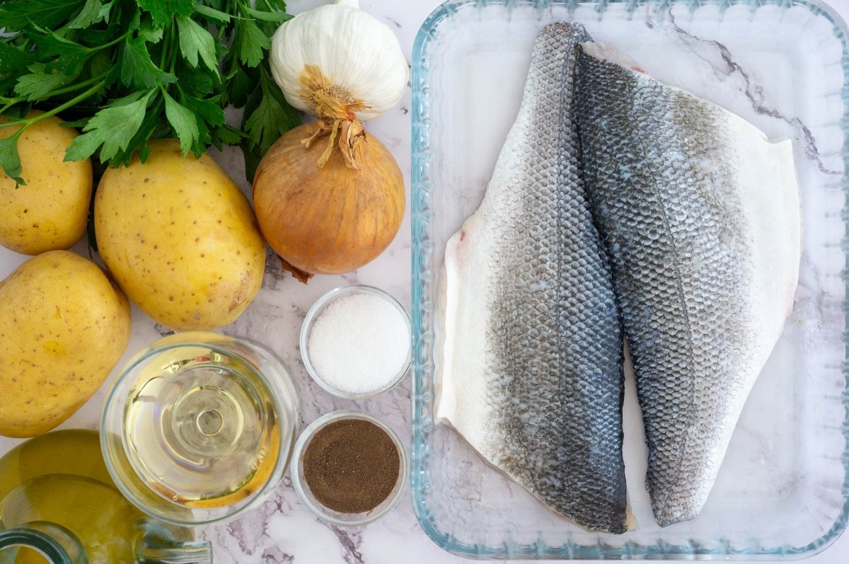 Ingredientes para la lubina en freidora de aire