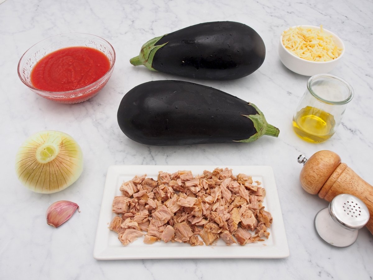 Ingredientes para las berenjenas rellenas de atún