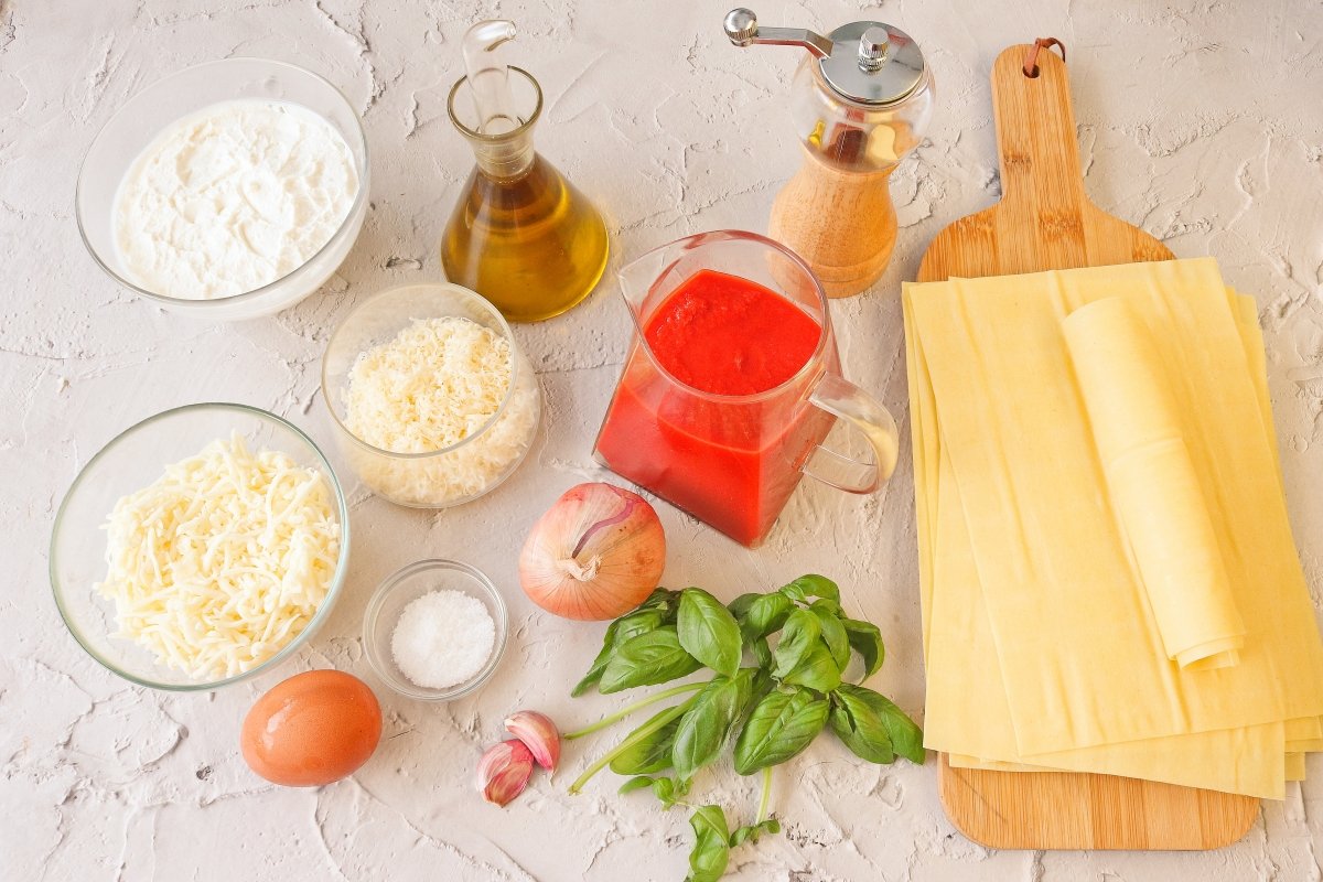 Ingredientes para los manicotti