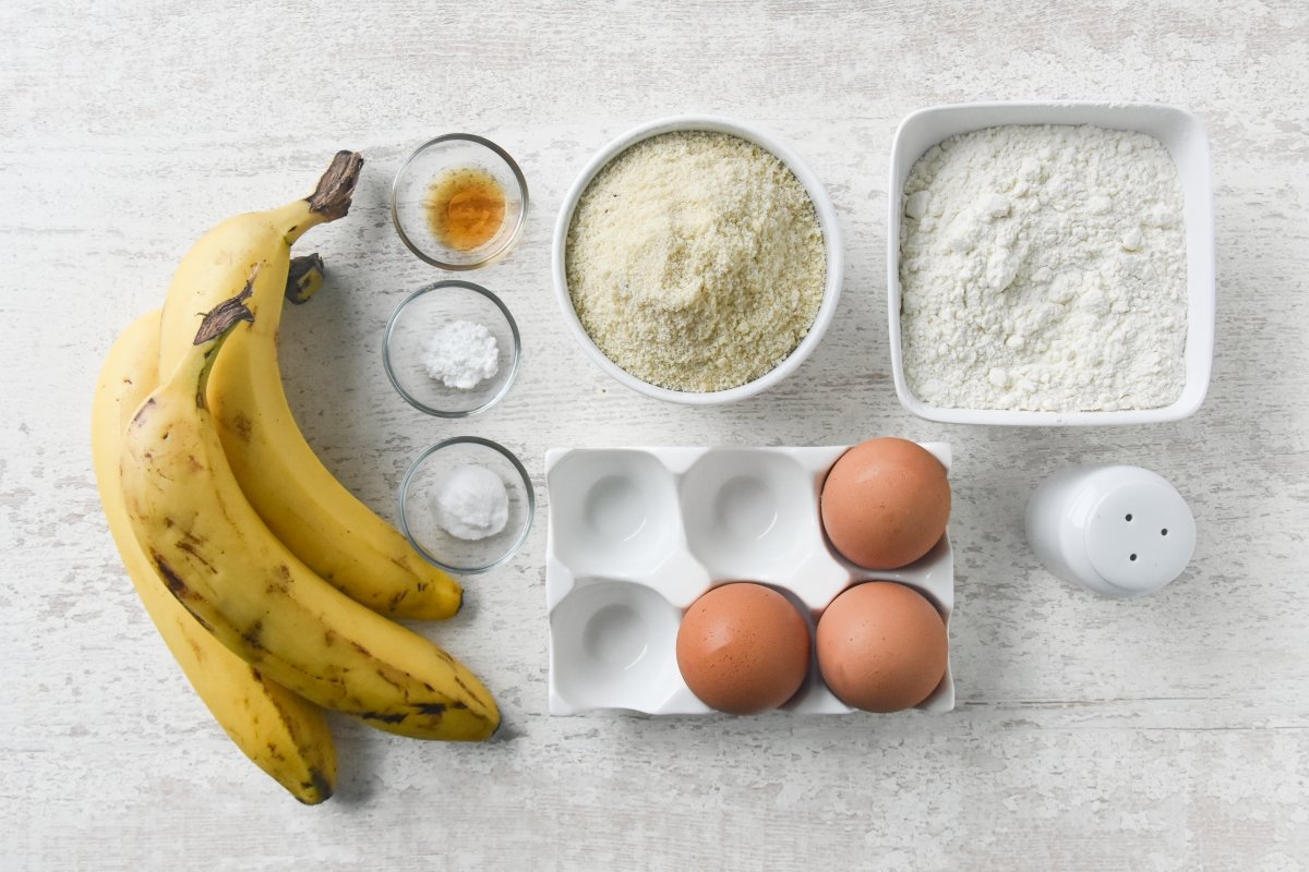 Ingredientes para preparar banana bread o pan de plátano