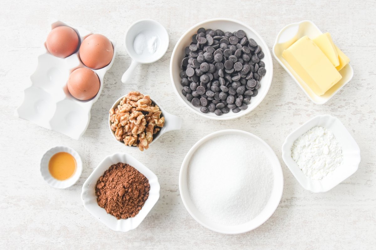 Ingredientes para preparar brownie al microondas