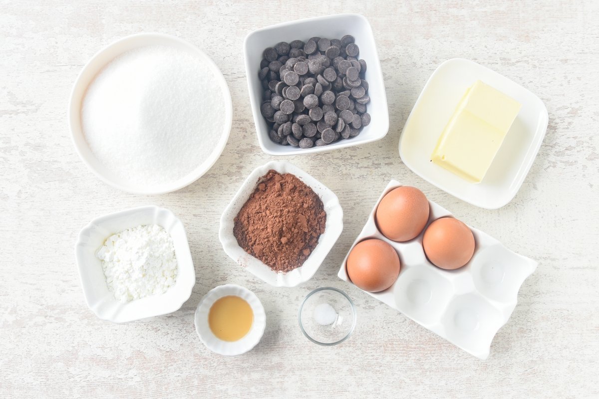 Ingredientes para preparar brownie en freidora de aire