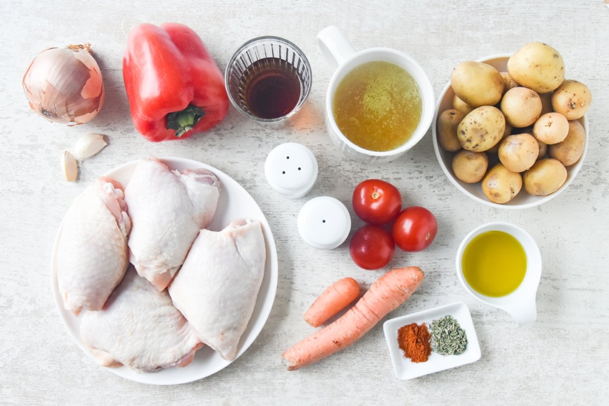 Ingredientes para preparar contramuslos de pollo al horno