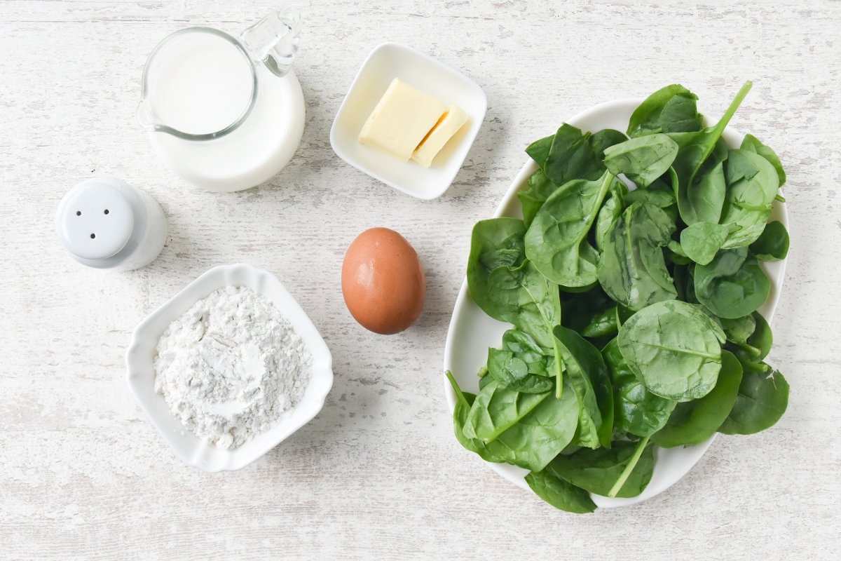 Ingredientes para preparar crepes de espinacas