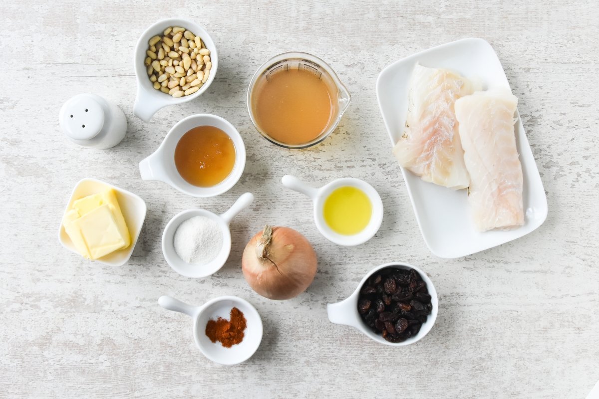 Ingredientes para preparar el bacalao a la miel