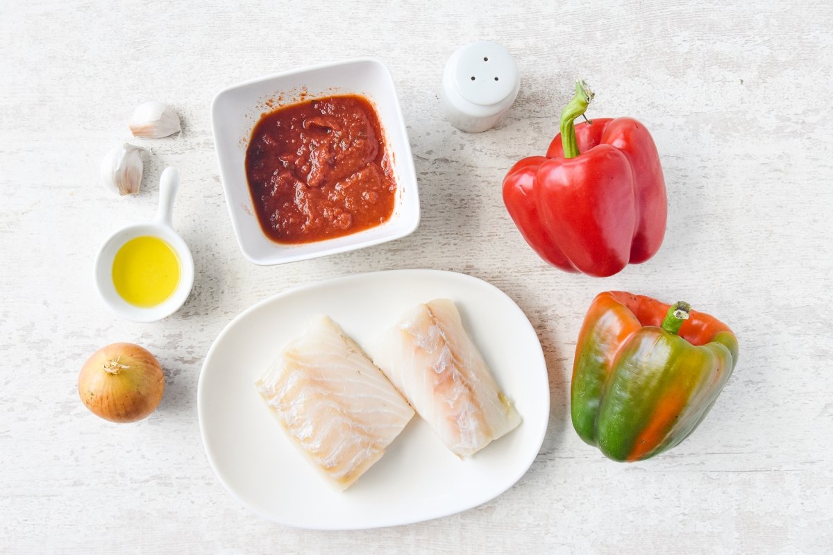 Ingredientes para preparar el bacalao al ajoarriero