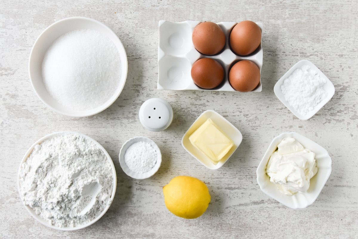 Ingredientes para preparar el bizcocho de mascarpone