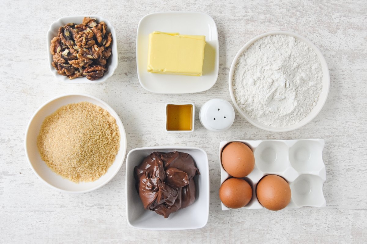 Ingredientes para preparar el brownie de Nutella