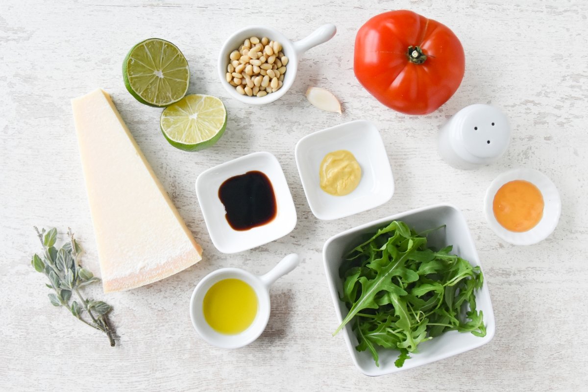 Ingredientes para preparar el carpaccio de tomate