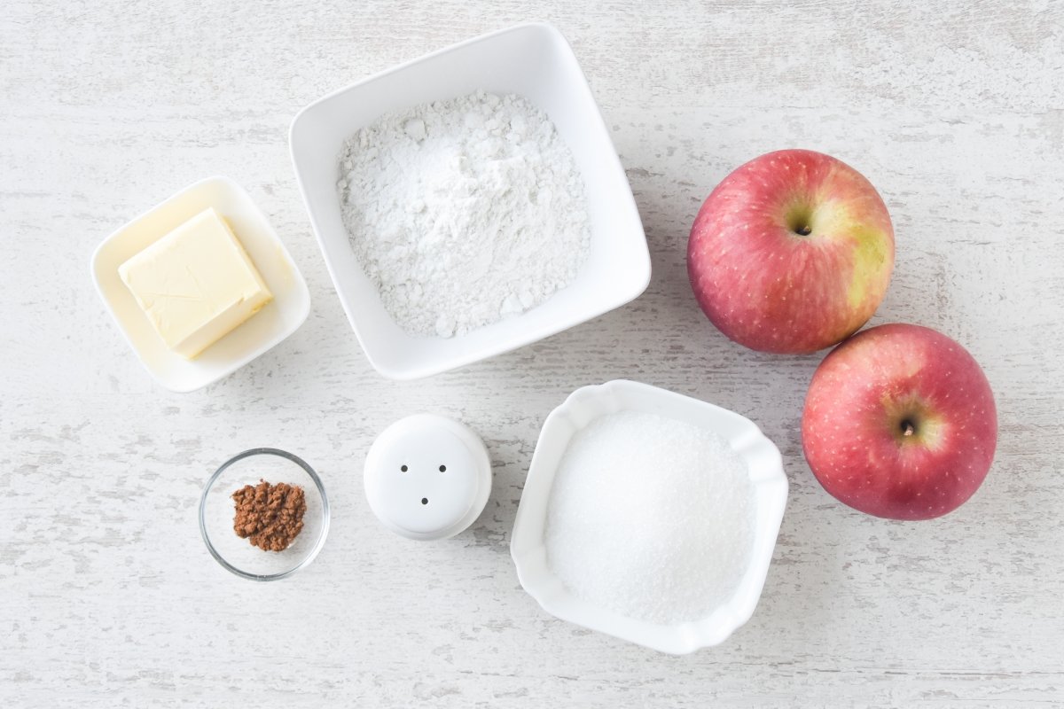 Ingredientes para preparar el crumble de manzana