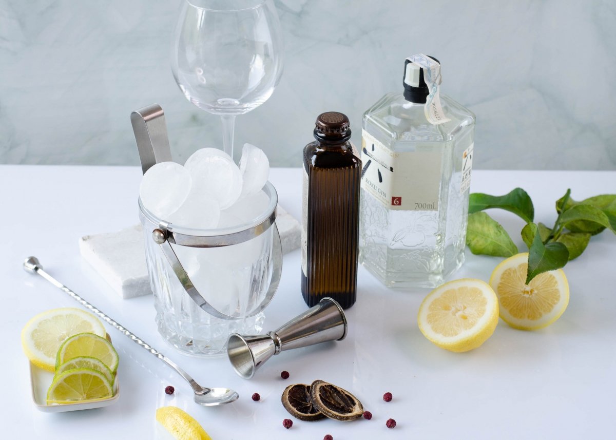 Ingredientes para preparar el gin tonic