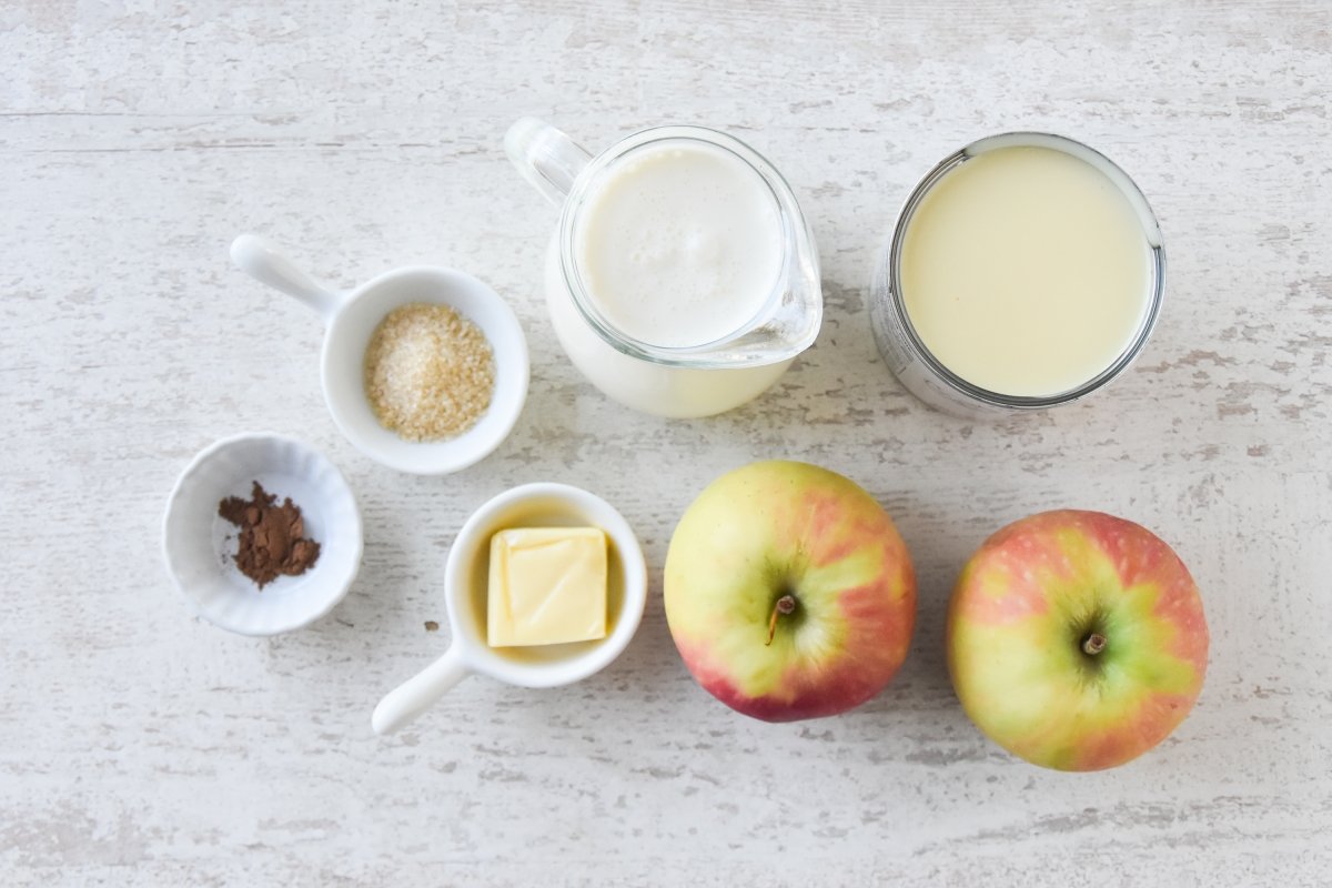 Ingredientes para preparar el helado de manzana