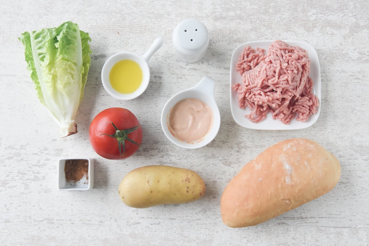 Ingredientes para preparar el mitraillette