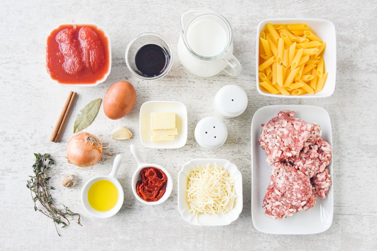 Ingredientes para preparar el pastitsio