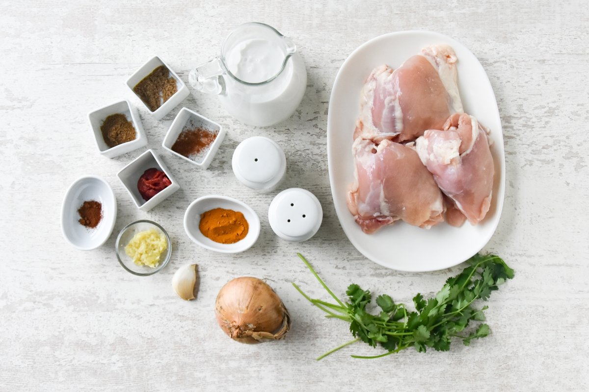 Ingredientes para preparar el pollo al curry en Crock Pot
