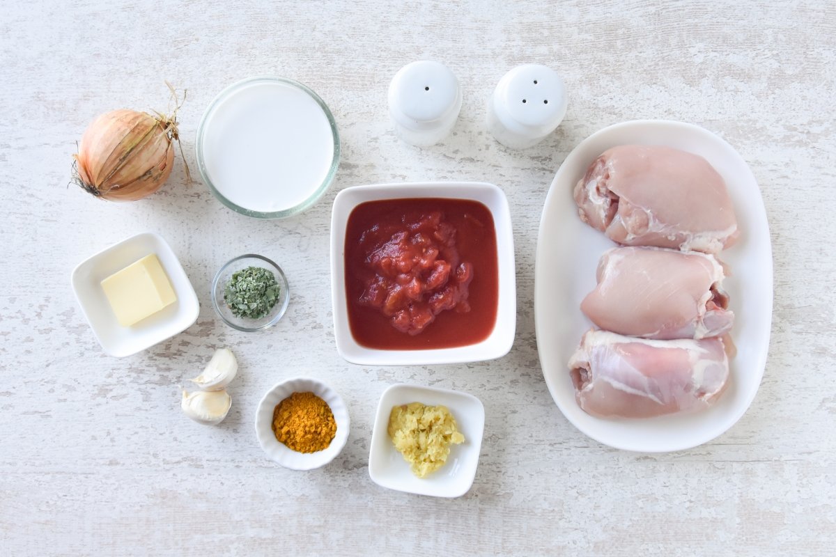 Ingredientes para preparar el pollo al curry