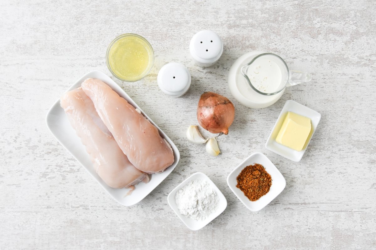 Ingredientes para preparar el pollo cajún