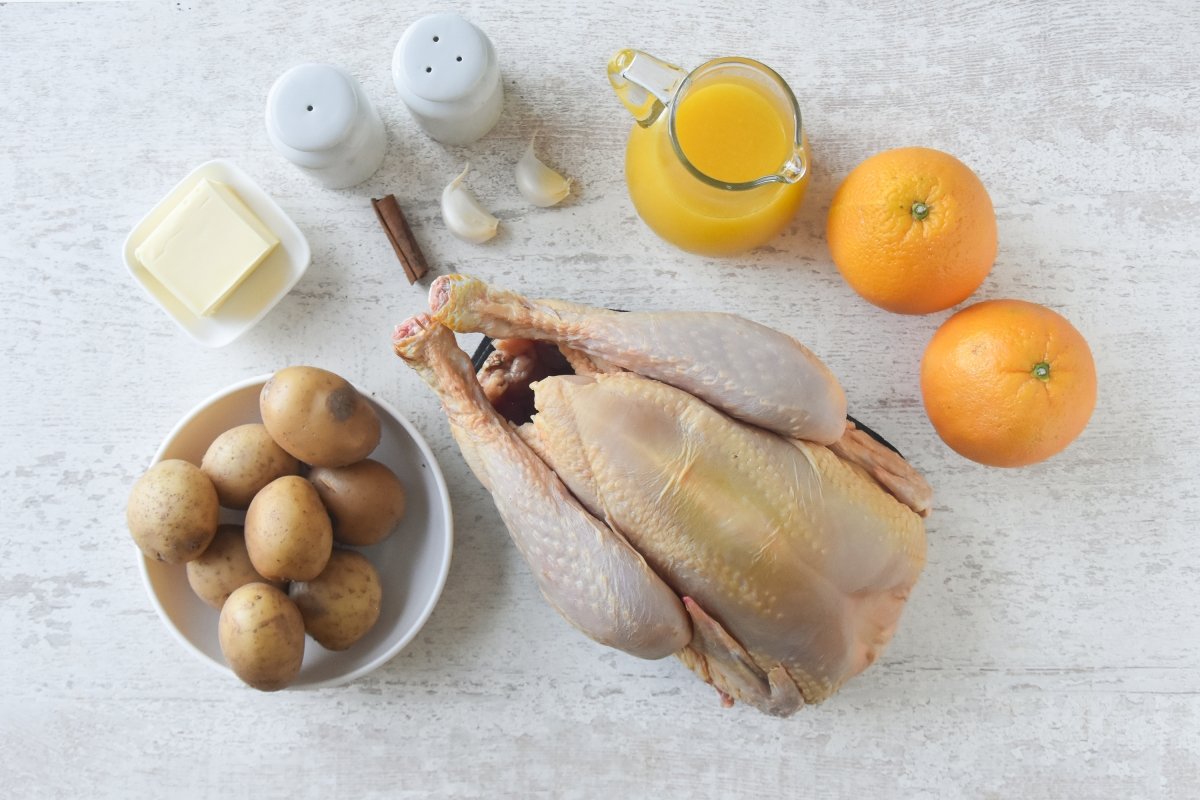 Ingredientes para preparar el pollo rostizado